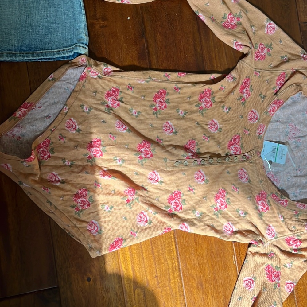 Free people tan floral bodysuit